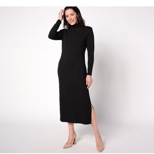 Women with Control Elegant Black Long Sleeve Dress